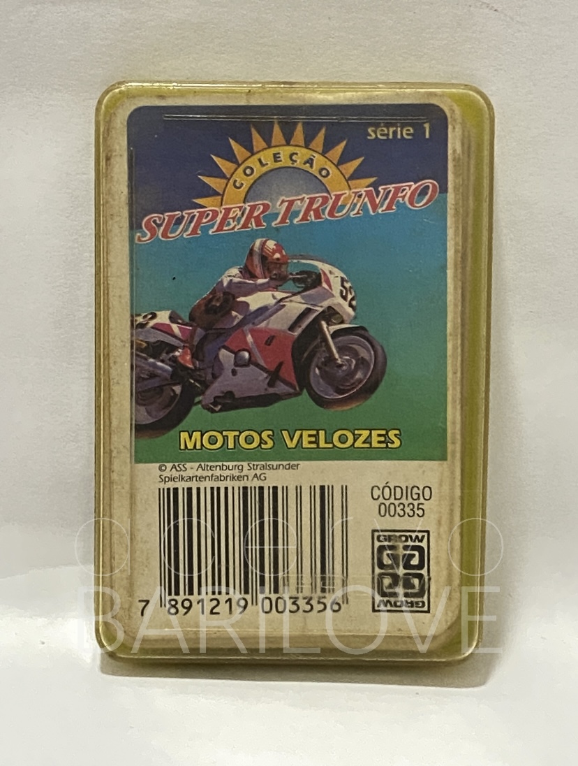 Jogo de Carta Super Trunfo Velocidade Máxima e Motos Famosa Antigo